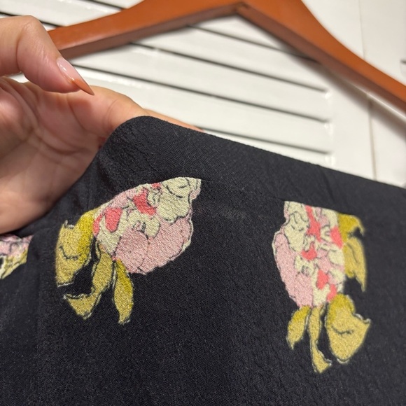 Free People Kendall Black Y2K Maxi Skirt with Yellow and Pink Floral Size XS - Picture 7 of 7